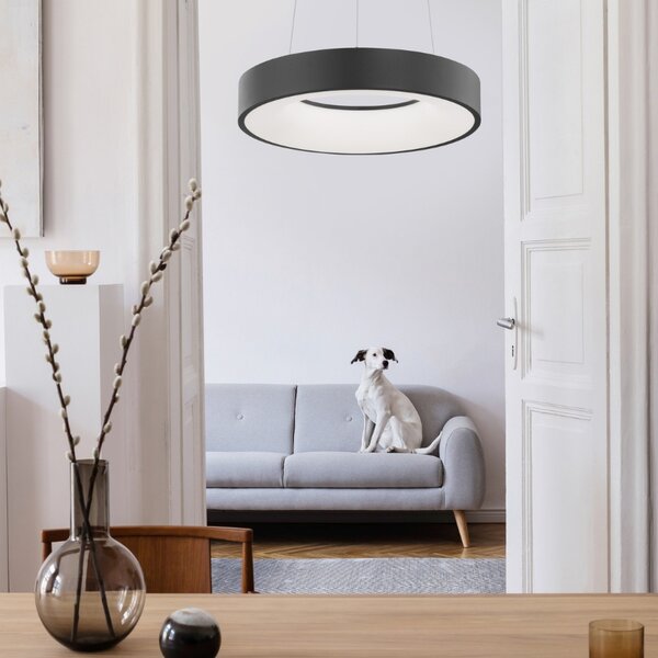 Černé závěsné LED světlo Nova Luce Rando Thin 38 cm