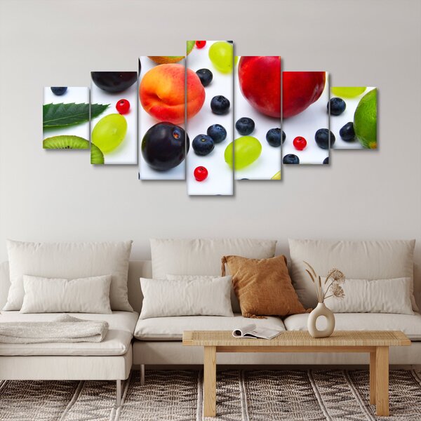 Obraz ovoce s kapkami vody (210x100 cm)