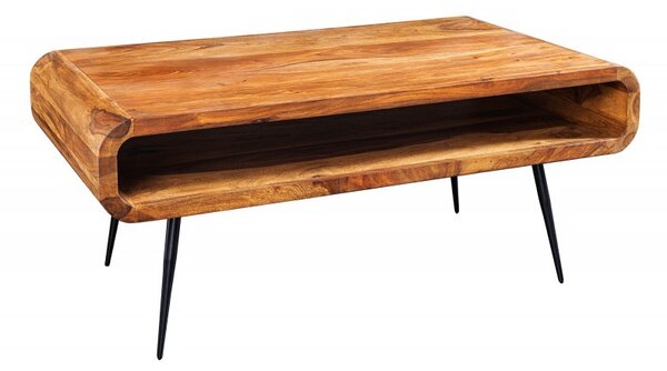 Designový konferenční stolek Alpha z hnědého sheeshamového dřeva s úložným prostorem 90 cm