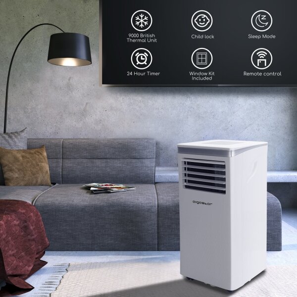 Aigostar - Chytrá mobilní klimatizace 3v1 1003W/230V 9000 BTU Wi-Fi bílá + dálkí