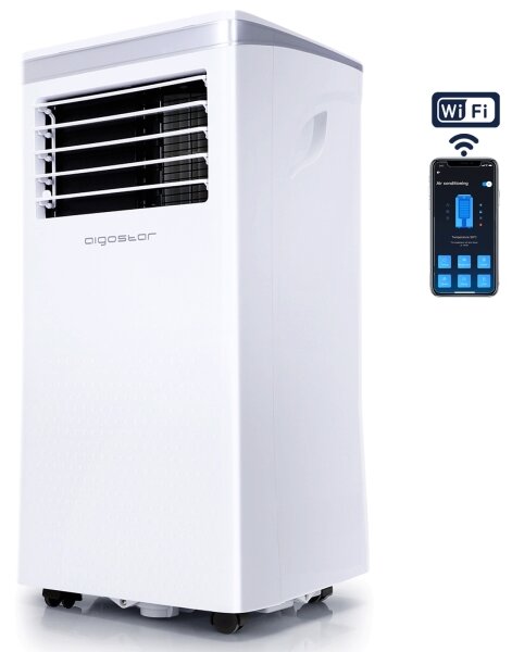 Aigostar - Chytrá mobilní klimatizace 3v1 1003W/230V 9000 BTU Wi-Fi bílá + dálkí