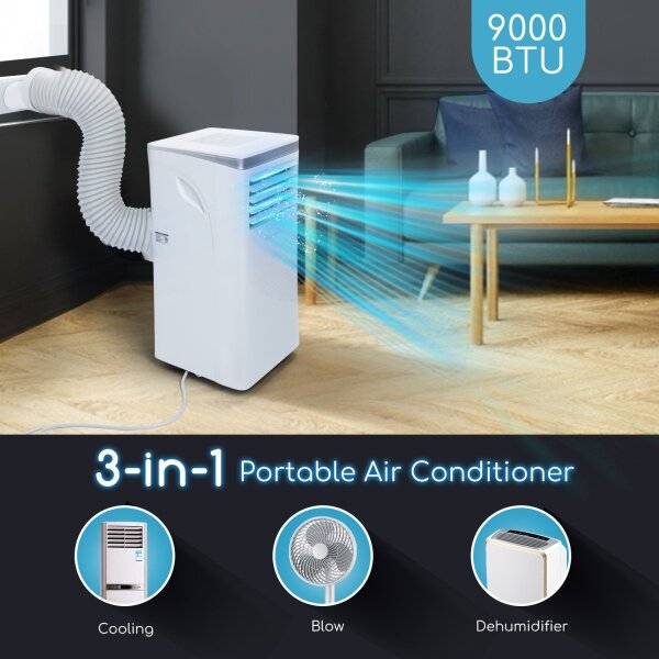 Aigostar - Chytrá mobilní klimatizace 3v1 1003W/230V 9000 BTU Wi-Fi bílá + dálkí