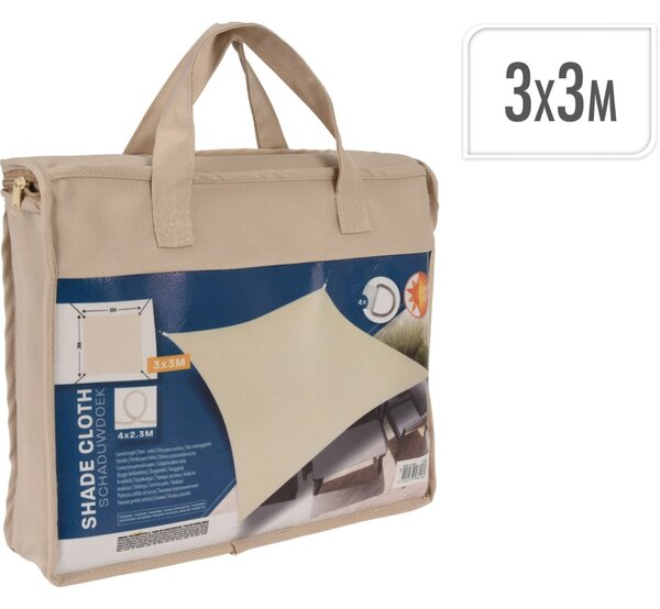 PROGARDEN Stínící plachta čtvercová 3 m krémová KO-C46400700