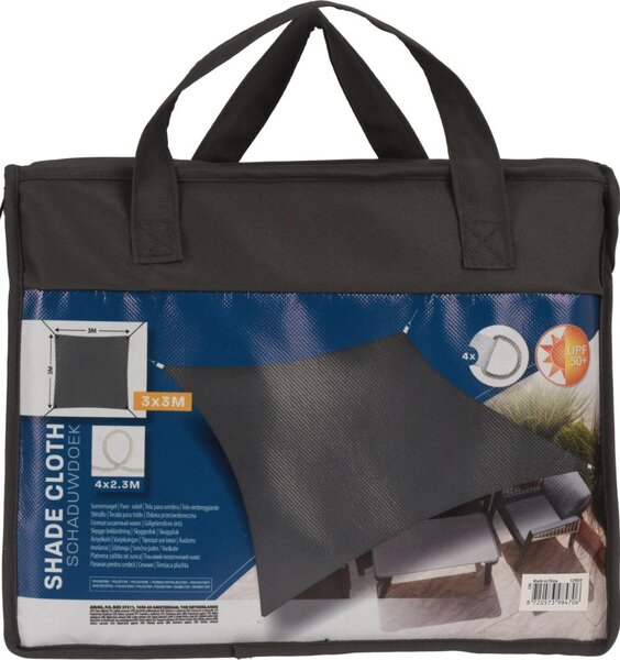 PROGARDEN Stínící plachta čtvercová 3 m šedá KO-C46400720