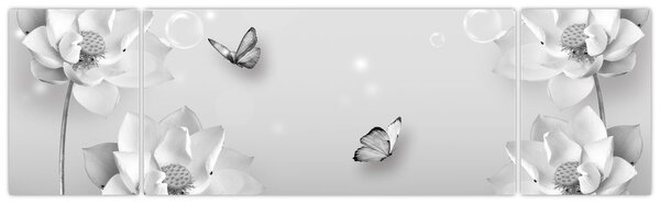 Obraz - Květinový design s motýlky (170x50 cm)