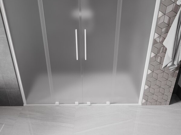 Mexen Velar Duo, posuvné sprchové dveře do otvoru 170 cm, 8mm sklo námraza, bílá matná, 871-170-000-32-20