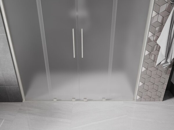 Mexen Velar Duo, posuvné sprchové dveře do otvoru 170 cm, 8mm sklo námraza, broušená ocel, 871-170-000-32-97