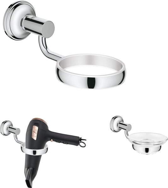 Drák Grohe Essentials chromovaný, pro mýdlové misky, fén, kelímky a dávkova mýdla