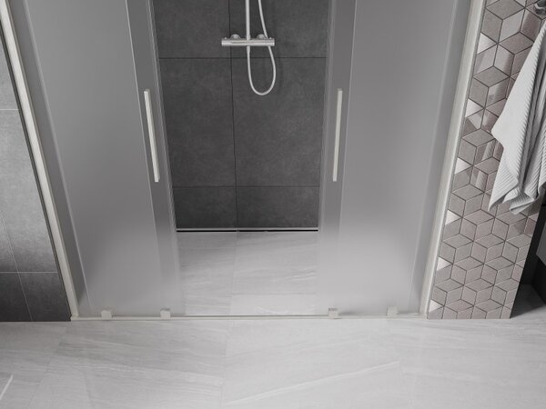 Mexen Velar Duo, posuvné sprchové dveře do otvoru 170 cm, 8mm sklo námraza, broušená ocel, 871-170-000-32-97