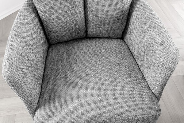 Designová retro otočná židle Dover s šedým čalouněním a opěrkami na ruce 92 cm