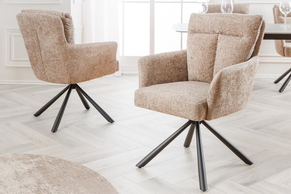 Designová retro otočná židle Dover s prošívaným čalouněním v béžově šedé barvě 92 cm
