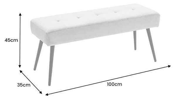 Moderní designová žlutá lavice Soreli s prošívaným sametovým čalouněním 100 cm