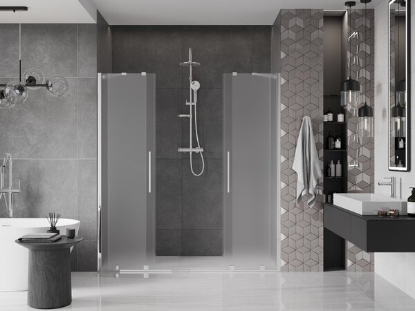 Mexen Velar Duo, posuvné sprchové dveře do otvoru 170 cm, 8mm sklo námraza, chromová, 871-170-000-32-01