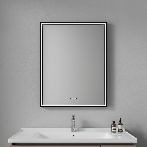 Nemlžící koupelnové zrcadlo s LED osvětlením 90x70 cm KZ4