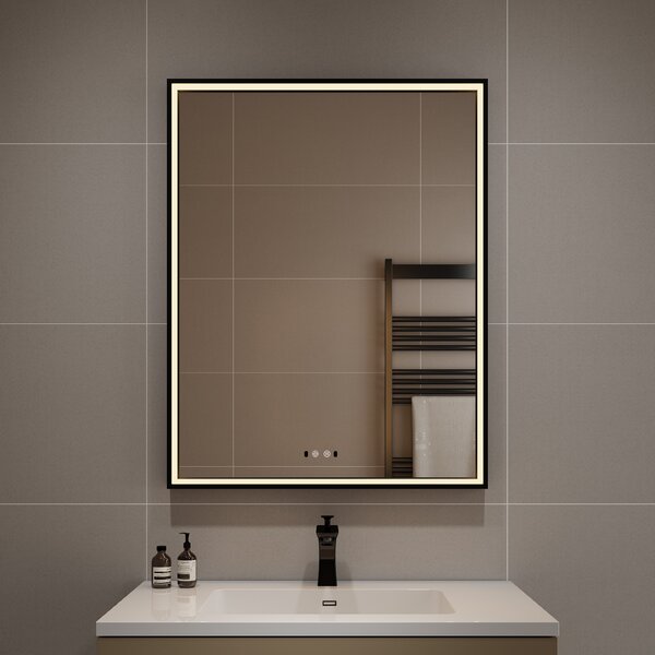 Nemlžící koupelnové zrcadlo s LED osvětlením 90x70 cm KZ4