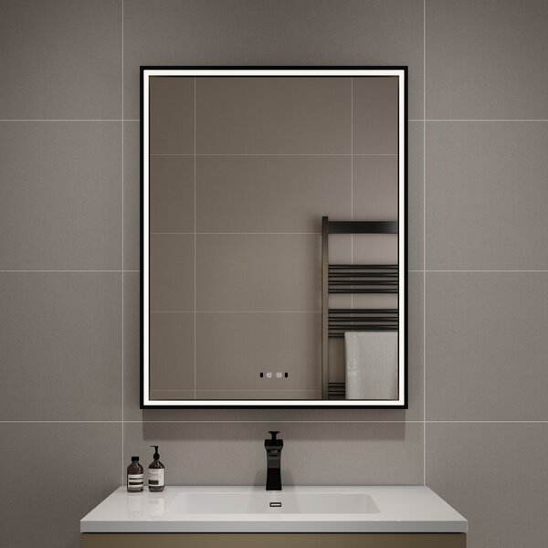 Nemlžící koupelnové zrcadlo s LED osvětlením 90x70 cm KZ4