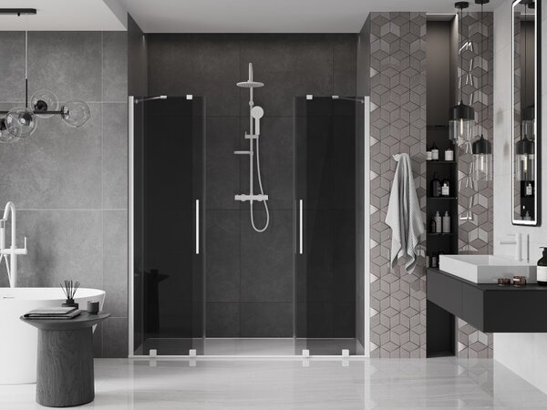 Mexen Velar Duo, posuvné sprchové dveře do otvoru 170 cm, 8mm šedé sklo, bílá matná, 871-170-000-42-20