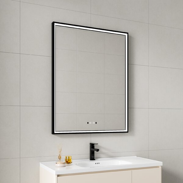 Nemlžící koupelnové zrcadlo s LED osvětlením 90x70 cm KZ4