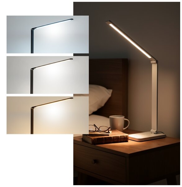 Brilagi -LED Stm dotyk stol lampa s bezdr nab QI LED/7W/5V 3000/4000/6000K bílá