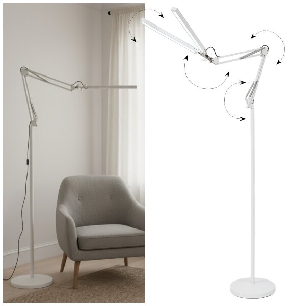 Brilagi - LED Stm. flexibilní stojací lampa VARIO LED/14W/230V 157 cm bílá