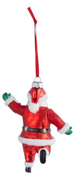 HANG ON Skleněná ozdoba Santa se světelným řetězem