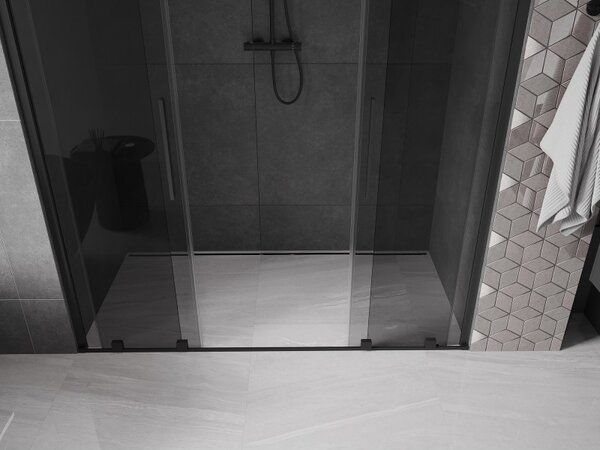 Mexen Velar Duo, posuvné sprchové dveře do otvoru 180 cm, 8mm šedé sklo, černá matná, 871-180-000-42-70