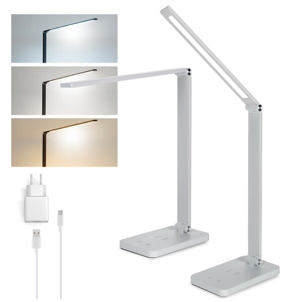 Brilagi -LED Stm dotyk stol lampa s bezdr nab QI LED/7W/5V 3000/4000/6000K bílá