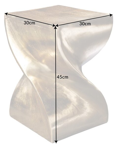 Designový čtvereční art deco příruční stolek Twist se zatočeným designem v zlaté barvě 45 cm