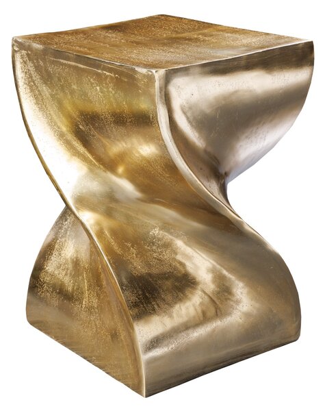 Designový čtvereční art deco příruční stolek Twist se zatočeným designem v zlaté barvě 45 cm