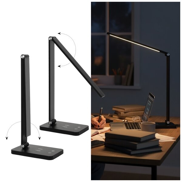 Brilagi -LED Stm dotyk stol lampa s bezdr nab QI LED/7W/5V 3000/4000/6000K černá