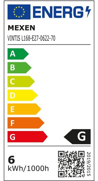 Mexen Vintis, LED žárovka spirála E27, G125, 6W, Teplá - 2200K, 350 lm, kouřová - L168-E27-0622-70