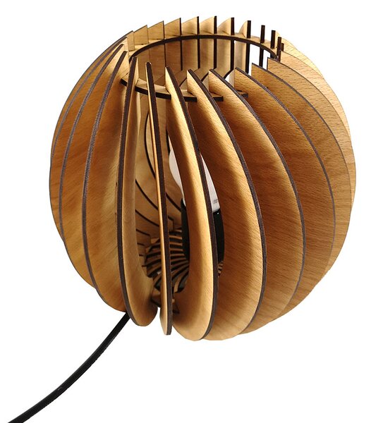 AMADEA Dřevěná stolní lampička kulatá, masivní dřevo, rozměr 22 cm, český výrobek