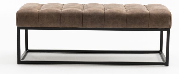 Designové retro šedě hnědá lavice Taxil s prošívanou sedací částí v odstínu taupe 108 cm