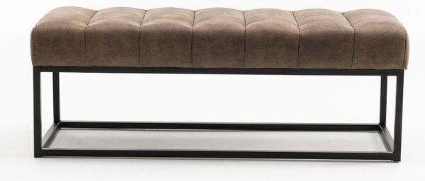 Designové retro šedě hnědá lavice Taxil s prošívanou sedací částí v odstínu taupe 108 cm