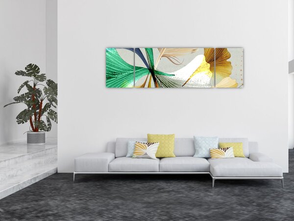 Obraz - Listy s peříčkem (170x50 cm)