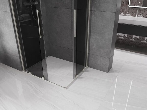 Mexen Velar Duo, sprchový kout s posuvnými dveřmi 100 x 90 cm, 8mm šedé sklo, broušená ocel, 871-100-090-42-97
