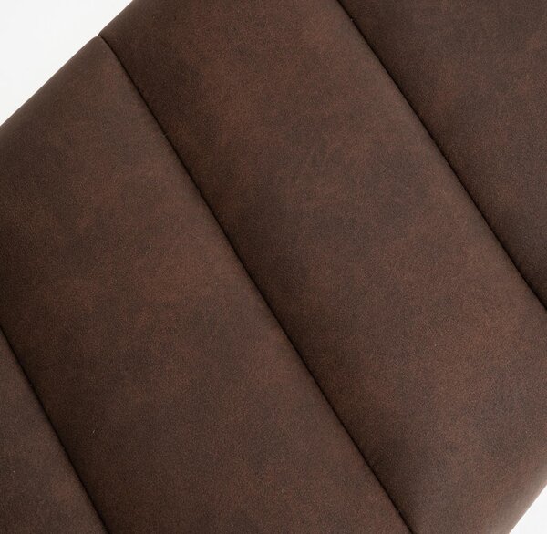 Industriální retro lavice Taxil s hnědým čalouněním s designem vintage kůže a černou podstavou 100 cm