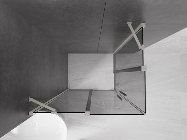 Mexen Velar Duo, sprchový kout s posuvnými dveřmi 100 x 90 cm, 8mm šedé sklo, broušená ocel, 871-100-090-42-97