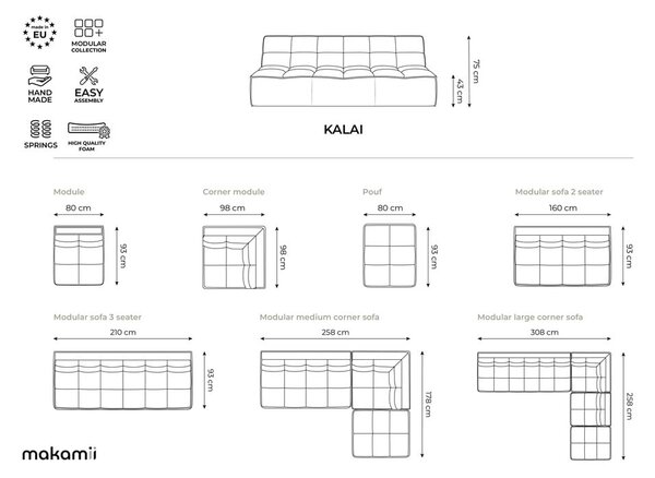 Modulární rohová pohovka v hořčicové barvě (variabilní roh) Kalai – Makamii