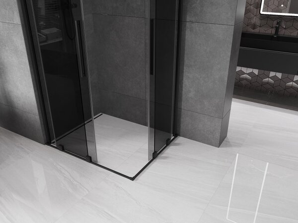 Mexen Velar Duo, sprchový kout s posuvnými dveřmi 90 x 80 cm, 8mm šedé sklo, černá matná, 871-090-080-42-70