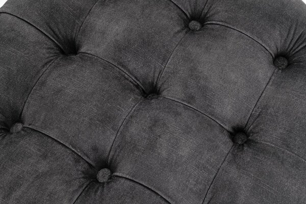 Designová tmavá šedá taburetka Modern Barock kulatého tvaru v glamour stylu se sametovým potahem s úložným prostorem 50cm