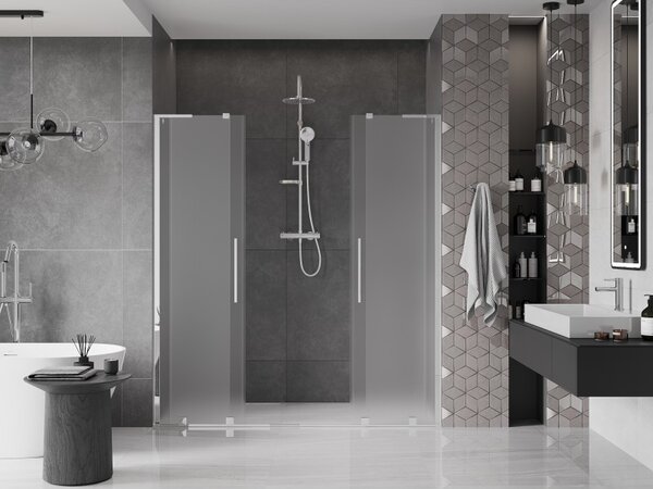 Mexen Velar L Duo, posuvné sprchové dveře do otvoru 170 cm, 8mm sklo námraza, chromová, 871-170-003-32-01