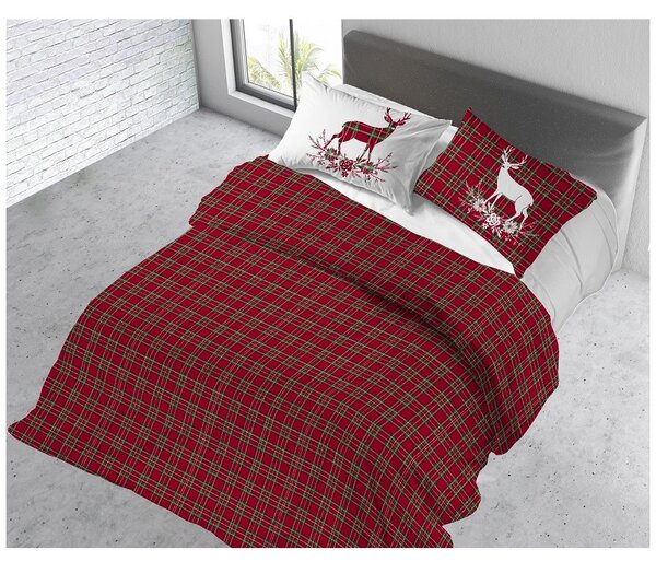 Bavlněné povlečení Tartan rudé Made in Italy Barva Rudá Rozměry 1x50x80/1x140x200 cm