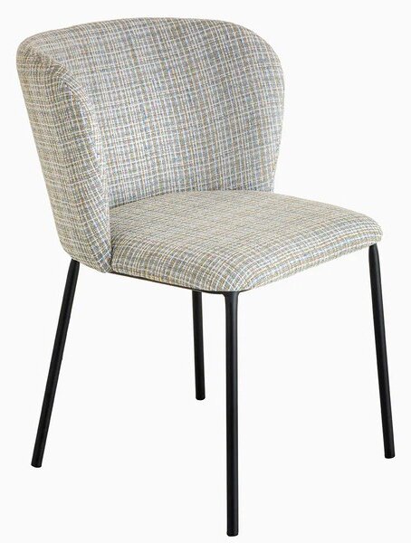 Designová retro boucle jídelní židle Olive v zelené barvě s černými nožičkami 75 cm