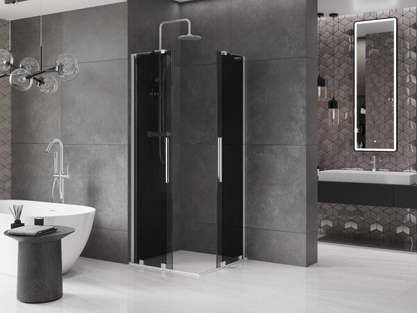 Mexen Velar L Duo, sprchový kout s posuvnými dveřmi 80 x 80 cm, 8mm šedé sklo, chromová, 871-080-080-02-43-01