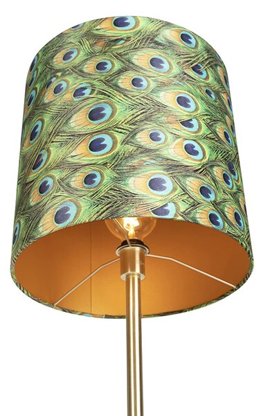 Stojací lampa mosazná s stínidlem s pavoučím vzorem 40 cm - Simplo
