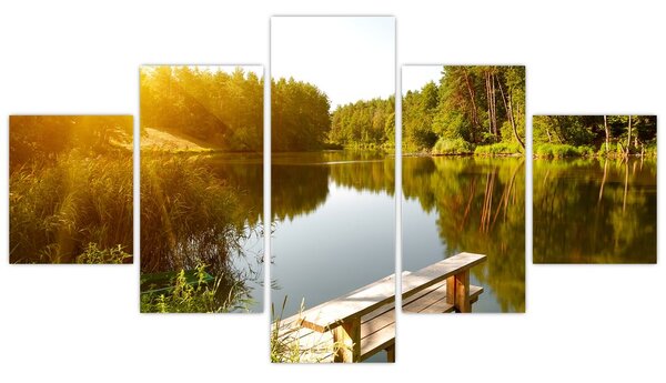 Obraz - Jezero u lesa (125x70 cm)