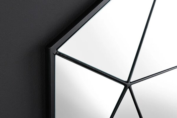 Stylové art deco moderní geometrické zrcadlo Diamont s černým kovovým rámem 62 cm