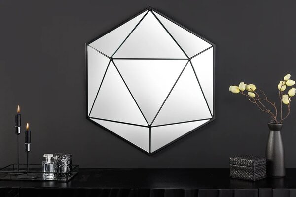 Stylové art deco moderní geometrické zrcadlo Diamont s černým kovovým rámem 62 cm