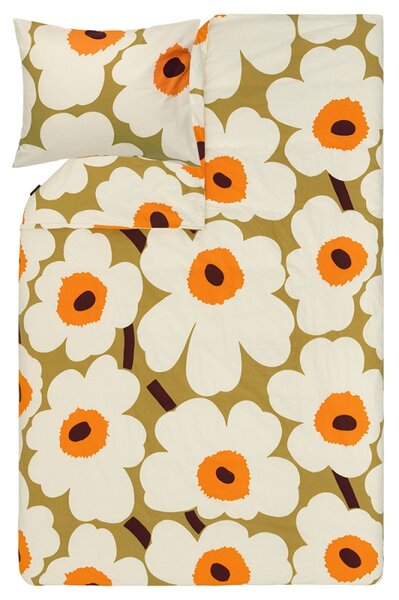 Povlečení Unikko 150x210 50x60, bavlněné, béžovo-oranžové